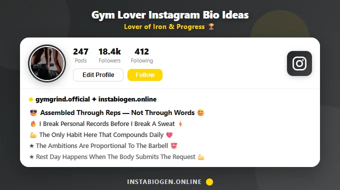 Gym Lover Instagram Bio Ideas